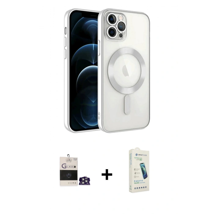 MARSİLYAN™- iPhone 14 Pro Max Kılıf Nova Işık Özel Seri - Şeffaf Pasifik Cam Ekran Koruyucu + Bilvis Titan Kamera Lens - GS