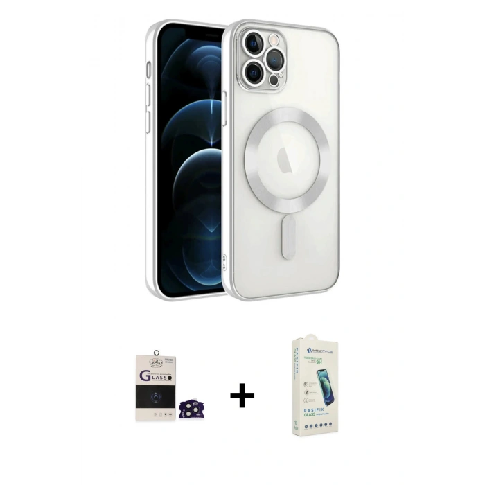 MARSİLYAN™- iPhone 14 Pro Max Kılıf Nova Işık Özel Seri - Şeffaf Pasifik Cam Ekran Koruyucu + Bilvis Titan Kamera Lens - DNMR