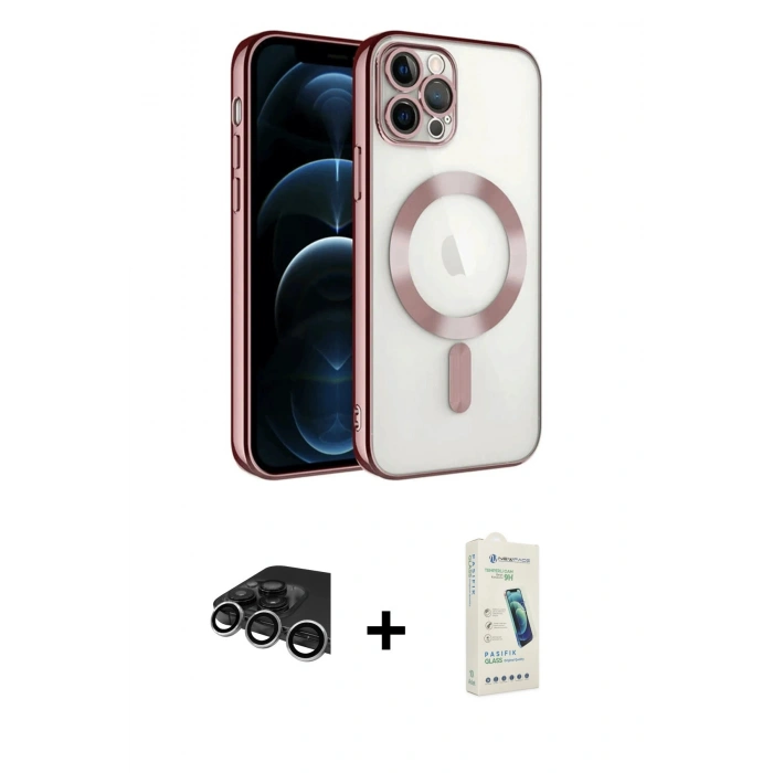 MARSİLYAN™- iPhone 14 Pro Max Kılıf Nova Işık Özel Seri - Şeffaf Pasifik Cam Ekran Koruyucu + Raze Metal Kamera Lens - GS