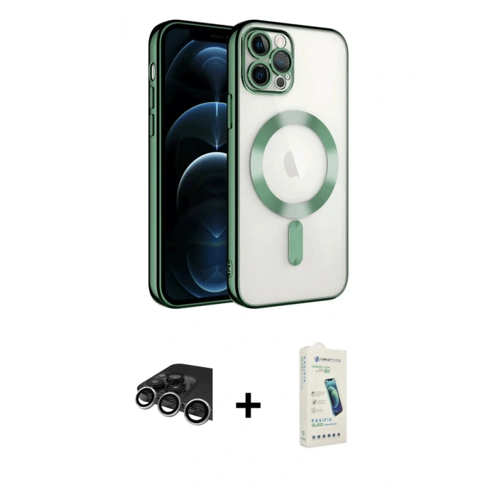 MARSİLYAN™- iPhone 14 Pro Max Kılıf Nova Işık Özel Seri - Şeffaf Pasifik Cam Ekran Koruyucu + Raze Metal Kamera Lens - GS