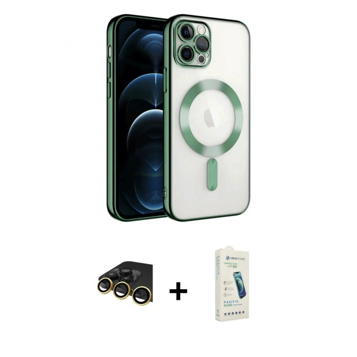 MARSİLYAN™- iPhone 14 Pro Max Kılıf Nova Işık Özel Seri - Şeffaf Pasifik Cam Ekran Koruyucu + Raze Metal Kamera Lens - GD