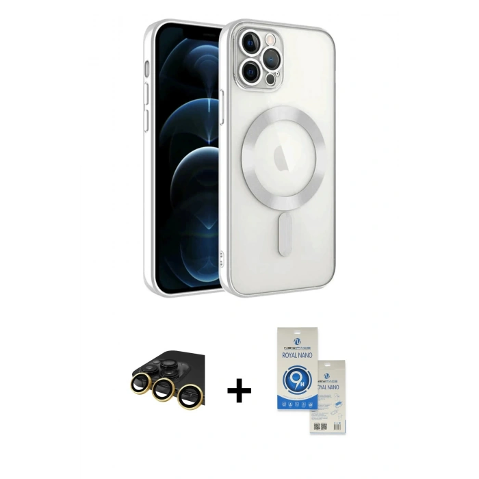 MARSİLYAN™- iPhone 14 Pro Max Kılıf Nova Işık Özel Seri - Şeffaf Royal Nano Ekran Koruyucu + Raze Metal Kamera Lens - GD
