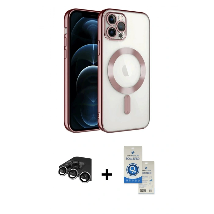 MARSİLYAN™- iPhone 14 Pro Max Kılıf Nova Işık Özel Seri - Şeffaf Royal Nano Ekran Koruyucu + Raze Metal Kamera Lens - GS