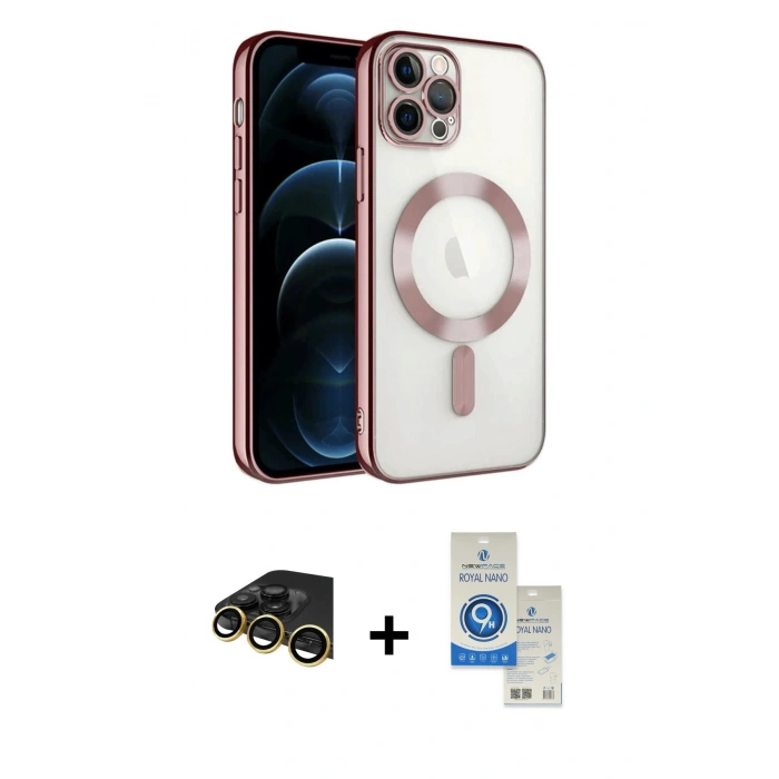MARSİLYAN™- iPhone 14 Pro Max Kılıf Nova Işık Özel Seri - Şeffaf Royal Nano Ekran Koruyucu + Raze Metal Kamera Lens - GD