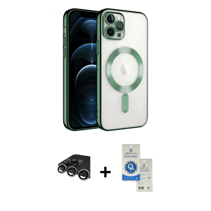 MARSİLYAN™- iPhone 14 Pro Max Kılıf Nova Işık Özel Seri - Şeffaf Royal Nano Ekran Koruyucu + Raze Metal Kamera Lens - GS