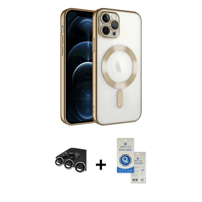 MARSİLYAN™- iPhone 14 Pro Max Kılıf Nova Işık Özel Seri - Şeffaf Royal Nano Ekran Koruyucu + Raze Metal Kamera Lens - GS