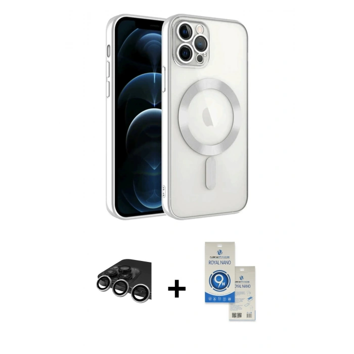 MARSİLYAN™- iPhone 14 Pro Max Kılıf Nova Işık Özel Seri - Şeffaf Royal Nano Ekran Koruyucu + Raze Metal Kamera Lens - GS