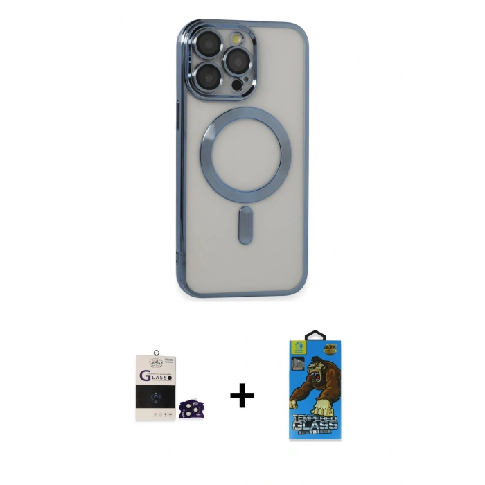 MARSİLYAN™- iPhone 14 Pro Max Kılıf Nova Işık Özel Seri - Siyah 18D Cam Ekran Koruyucu + Bilvis Titan Kamera Lens - DNMR