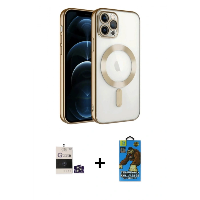 MARSİLYAN™- iPhone 14 Pro Max Kılıf Nova Işık Özel Seri - Siyah 18D Cam Ekran Koruyucu + Bilvis Titan Kamera Lens - GS
