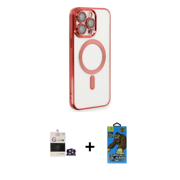 MARSİLYAN™- iPhone 14 Pro Max Kılıf Nova Işık Özel Seri - Siyah 18D Cam Ekran Koruyucu + Bilvis Titan Kamera Lens - GS