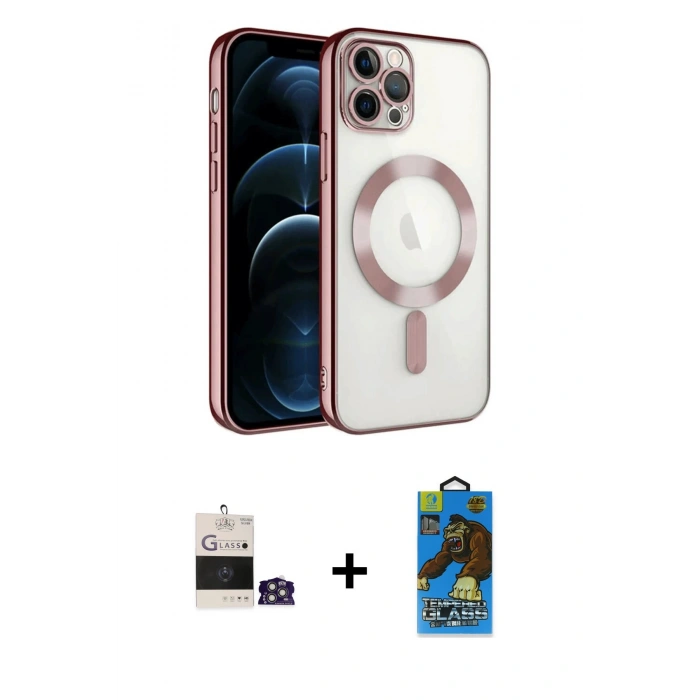 MARSİLYAN™- iPhone 14 Pro Max Kılıf Nova Işık Özel Seri - Siyah 18D Cam Ekran Koruyucu + Bilvis Titan Kamera Lens - GS