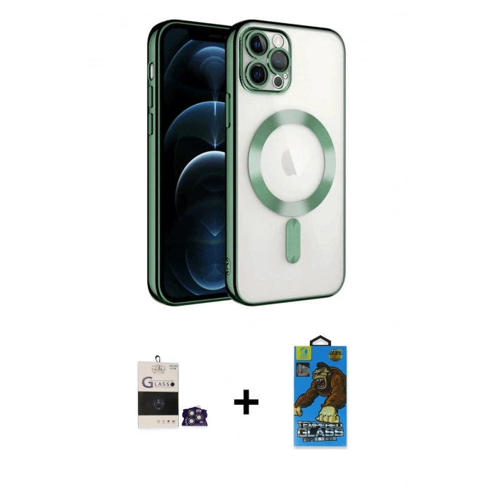 MARSİLYAN™- iPhone 14 Pro Max Kılıf Nova Işık Özel Seri - Siyah 18D Cam Ekran Koruyucu + Bilvis Titan Kamera Lens - GS