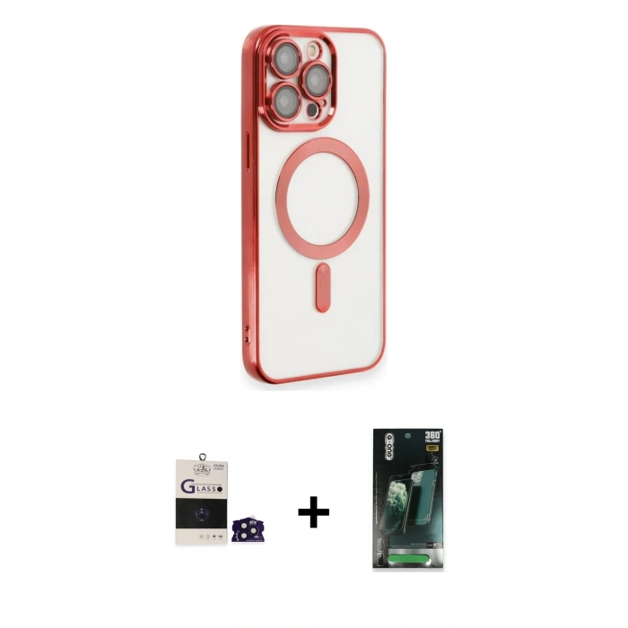 MARSİLYAN™- iPhone 14 Pro Max Kılıf Nova Işık Özel Seri - Siyah 360 Mat Full Body Arka Koruyucu + Bilvis Titan Kamera Lens - DNMR