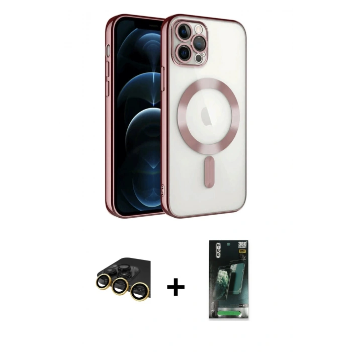 MARSİLYAN™- iPhone 14 Pro Max Kılıf Nova Işık Özel Seri - Siyah 360 Mat Full Body Arka Koruyucu + Raze Metal Kamera Lens - GD