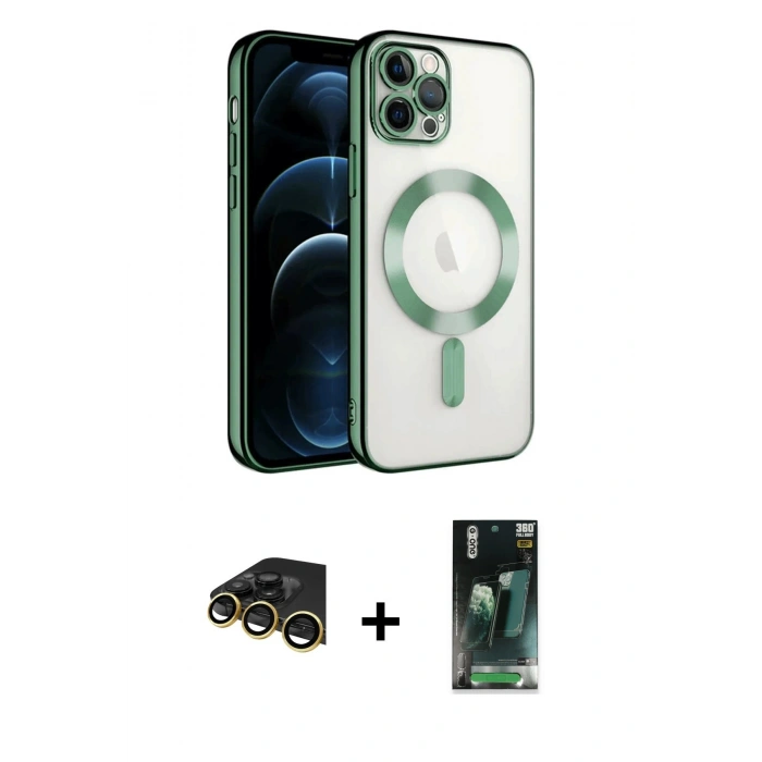 MARSİLYAN™- iPhone 14 Pro Max Kılıf Nova Işık Özel Seri - Siyah 360 Mat Full Body Arka Koruyucu + Raze Metal Kamera Lens - GD