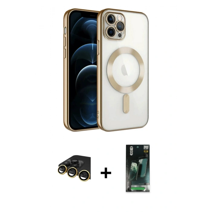 MARSİLYAN™- iPhone 14 Pro Max Kılıf Nova Işık Özel Seri - Siyah 360 Mat Full Body Arka Koruyucu + Raze Metal Kamera Lens - GD