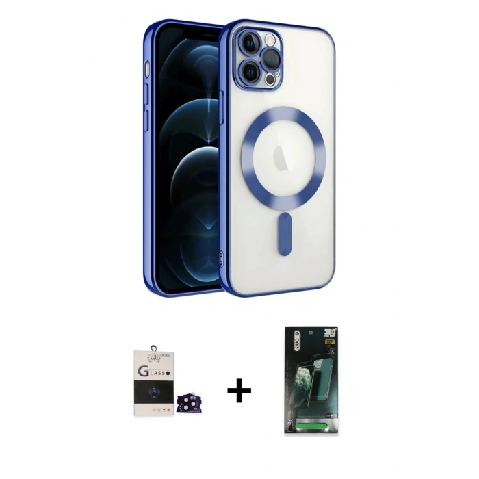 MARSİLYAN™- iPhone 14 Pro Max Kılıf Nova Işık Özel Seri - Siyah 360 Mat Full Body Arka Koruyucu + Bilvis Titan Kamera Lens - SH