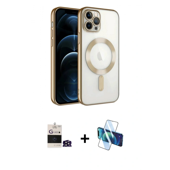 MARSİLYAN™- iPhone 14 Pro Max Kılıf Nova Işık Özel Seri - Siyah 3D Antistatik Cam Ekran Koruyucu + Bilvis Titan Kamera Lens - DNMR