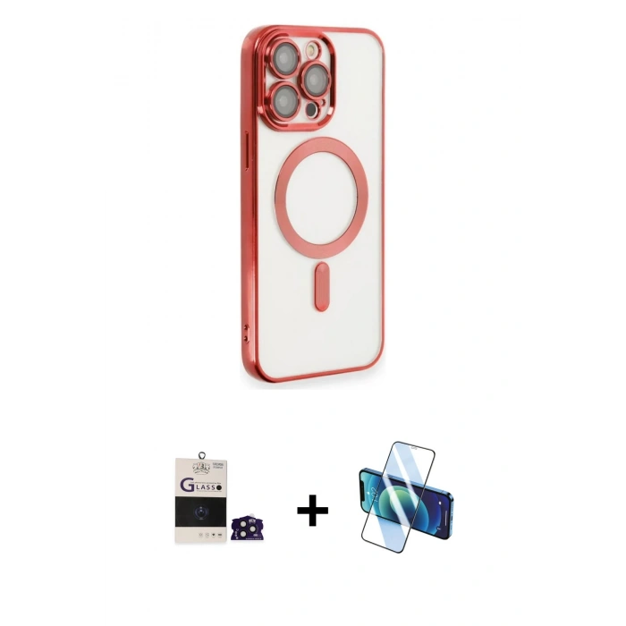MARSİLYAN™- iPhone 14 Pro Max Kılıf Nova Işık Özel Seri - Siyah 3D Antistatik Cam Ekran Koruyucu + Bilvis Titan Kamera Lens - DNMR