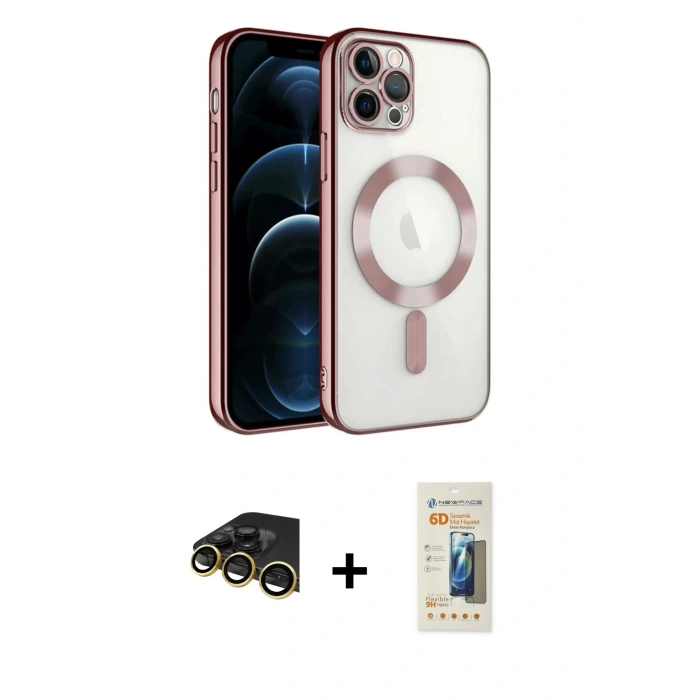 MARSİLYAN™- iPhone 14 Pro Max Kılıf Nova Işık Özel Seri - Siyah 6D Mat Seramik Hayalet Nano Ekran Koruyucu + Raze Metal Kamera Lens - GD
