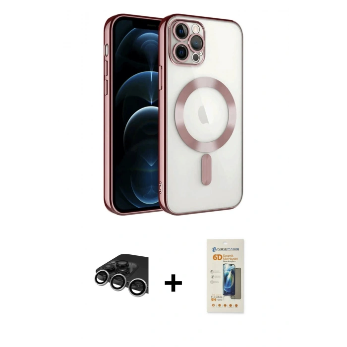 MARSİLYAN™- iPhone 14 Pro Max Kılıf Nova Işık Özel Seri - Siyah 6D Mat Seramik Hayalet Nano Ekran Koruyucu + Raze Metal Kamera Lens - GS
