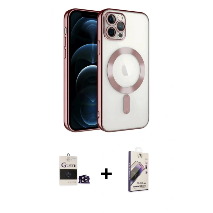 MARSİLYAN™- iPhone 14 Pro Max Kılıf Nova Işık Özel Seri - Siyah Bilvis 3D Mat Cam Ekran Koruyucu + Bilvis Titan Kamera Lens - SH