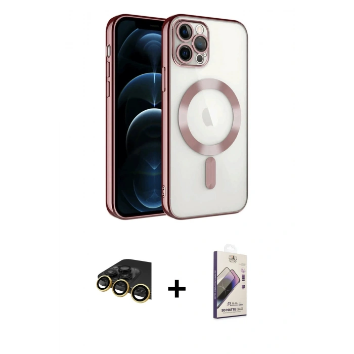 MARSİLYAN™- iPhone 14 Pro Max Kılıf Nova Işık Özel Seri - Siyah Bilvis 3D Mat Cam Ekran Koruyucu + Raze Metal Kamera Lens - GD