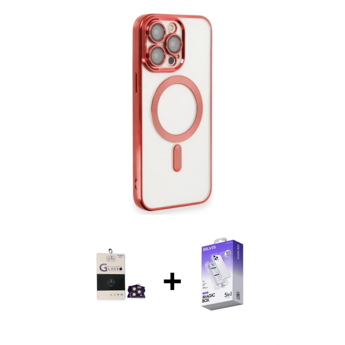 MARSİLYAN™- iPhone 14 Pro Max Kılıf Nova Işık Özel Seri - Siyah Bilvis 5in1 3D Magic Cam Ekran Koruyucu + Bilvis Titan Kamera Lens - GD