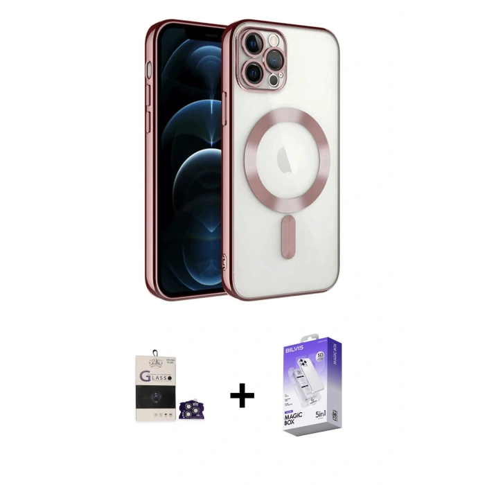 MARSİLYAN™- iPhone 14 Pro Max Kılıf Nova Işık Özel Seri - Siyah Bilvis 5in1 3D Magic Cam Ekran Koruyucu + Bilvis Titan Kamera Lens - GS