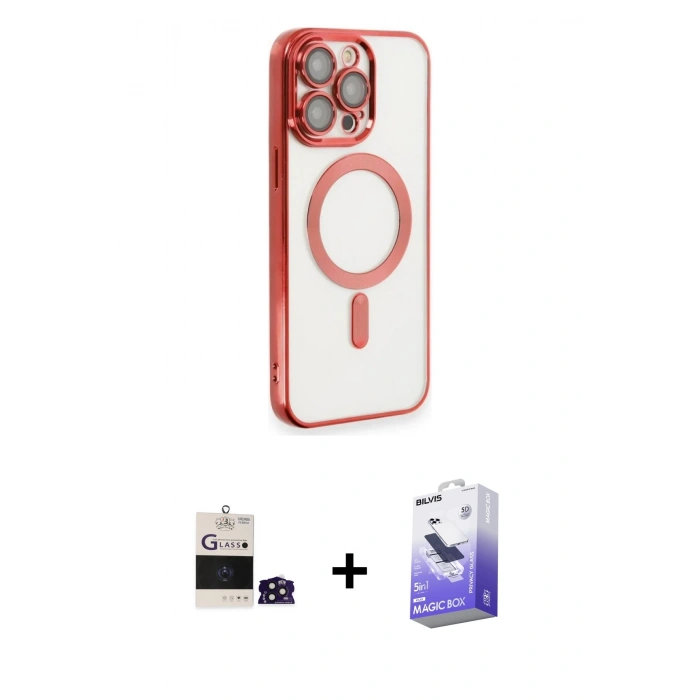 MARSİLYAN™- iPhone 14 Pro Max Kılıf Nova Işık Özel Seri - Siyah Bilvis 5in1 5D Magic Hayalet Cam Ekran Koruyucu + Bilvis Titan Kamera Lens - DNMR