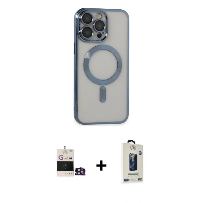 MARSİLYAN™- iPhone 14 Pro Max Kılıf Nova Işık Özel Seri - Siyah Bilvis Hayalet Cam Ekran Koruyucu + Bilvis Titan Kamera Lens - GD