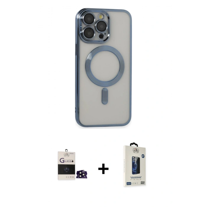 MARSİLYAN™- iPhone 14 Pro Max Kılıf Nova Işık Özel Seri - Siyah Bilvis Hayalet Cam Ekran Koruyucu + Bilvis Titan Kamera Lens - SH