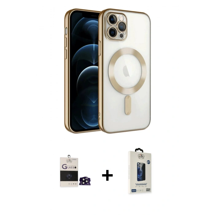 MARSİLYAN™- iPhone 14 Pro Max Kılıf Nova Işık Özel Seri - Siyah Bilvis Hayalet Cam Ekran Koruyucu + Bilvis Titan Kamera Lens - SH