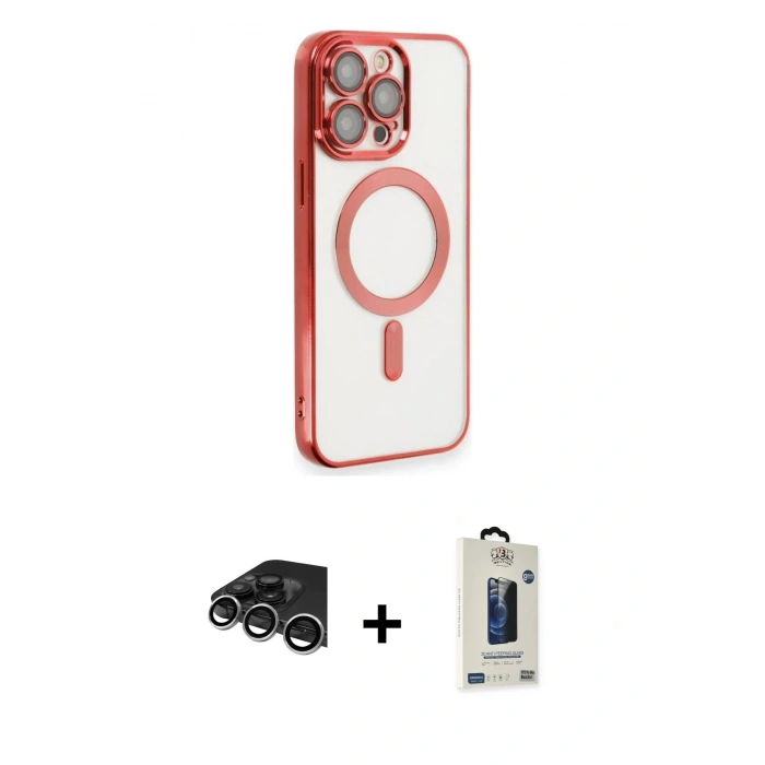 MARSİLYAN™- iPhone 14 Pro Max Kılıf Nova Işık Özel Seri - Siyah Bilvis Hayalet Cam Ekran Koruyucu + Raze Metal Kamera Lens - GS