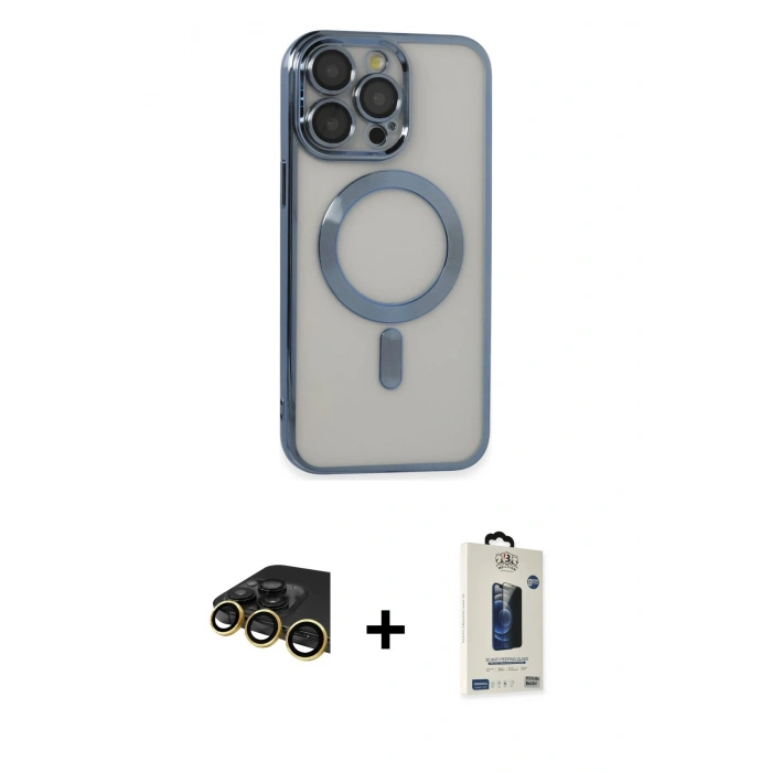 MARSİLYAN™- iPhone 14 Pro Max Kılıf Nova Işık Özel Seri - Siyah Bilvis Hayalet Cam Ekran Koruyucu + Raze Metal Kamera Lens - GD