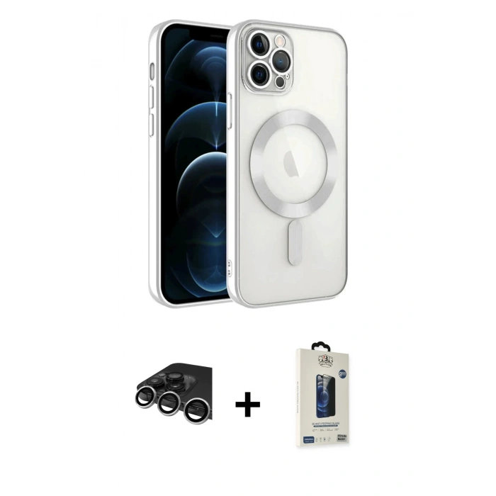 MARSİLYAN™- iPhone 14 Pro Max Kılıf Nova Işık Özel Seri - Siyah Bilvis Hayalet Cam Ekran Koruyucu + Raze Metal Kamera Lens - GS