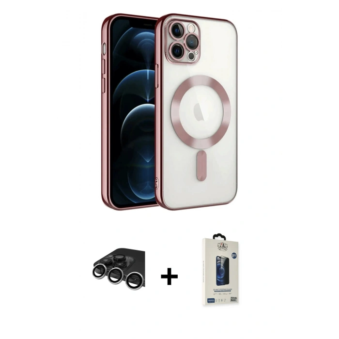 MARSİLYAN™- iPhone 14 Pro Max Kılıf Nova Işık Özel Seri - Siyah Bilvis Hayalet Cam Ekran Koruyucu + Raze Metal Kamera Lens - GS