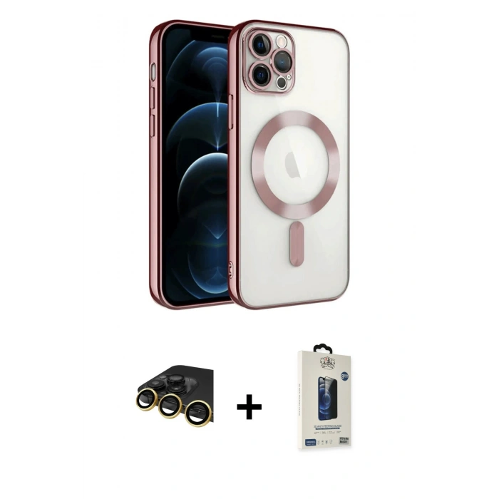 MARSİLYAN™- iPhone 14 Pro Max Kılıf Nova Işık Özel Seri - Siyah Bilvis Hayalet Cam Ekran Koruyucu + Raze Metal Kamera Lens - GD