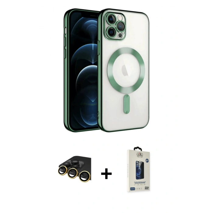MARSİLYAN™- iPhone 14 Pro Max Kılıf Nova Işık Özel Seri - Siyah Bilvis Hayalet Cam Ekran Koruyucu + Raze Metal Kamera Lens - GD