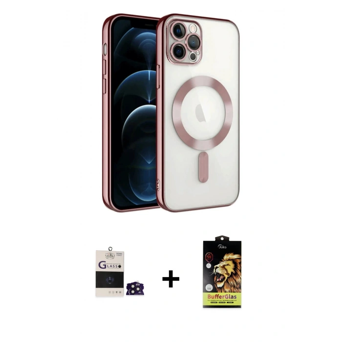 MARSİLYAN™- iPhone 14 Pro Max Kılıf Nova Işık Özel Seri - Siyah Buffer Cam Ekran Koruyucu + Bilvis Titan Kamera Lens - DNMR