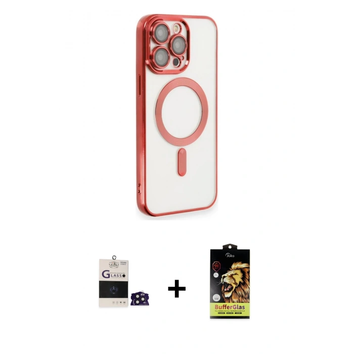 MARSİLYAN™- iPhone 14 Pro Max Kılıf Nova Işık Özel Seri - Siyah Buffer Cam Ekran Koruyucu + Bilvis Titan Kamera Lens - DNMR