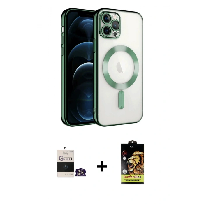 MARSİLYAN™- iPhone 14 Pro Max Kılıf Nova Işık Özel Seri - Siyah Buffer Cam Ekran Koruyucu + Gold Bilvis Titan Kamera Lens