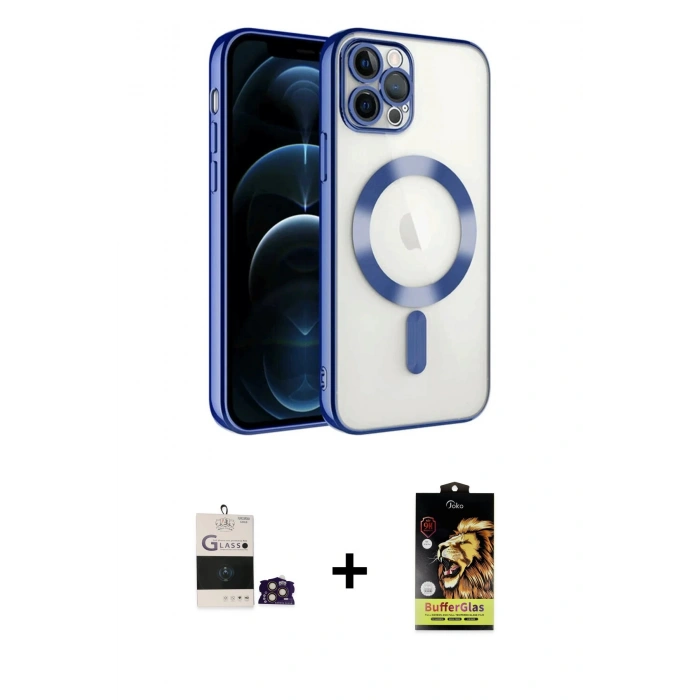 MARSİLYAN™- iPhone 14 Pro Max Kılıf Nova Işık Özel Seri - Siyah Buffer Cam Ekran Koruyucu + Gold Bilvis Titan Kamera Lens