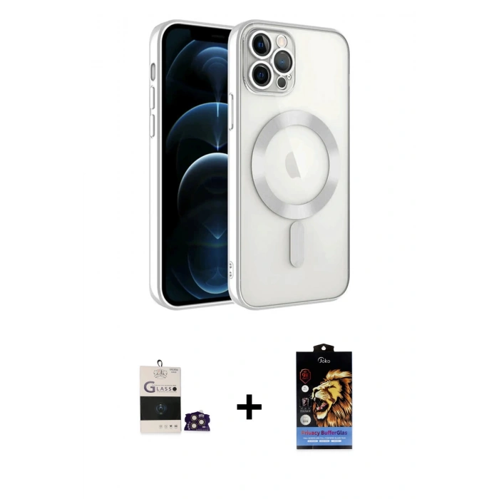 MARSİLYAN™- iPhone 14 Pro Max Kılıf Nova Işık Özel Seri - Siyah Buffer Hayalet Cam Ekran Koruyucu + Bilvis Titan Kamera Lens - GD