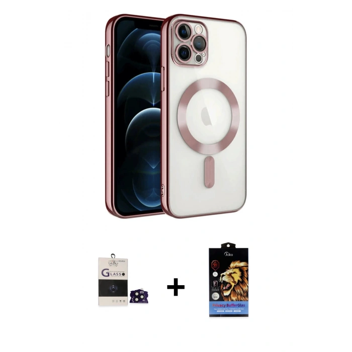 MARSİLYAN™- iPhone 14 Pro Max Kılıf Nova Işık Özel Seri - Siyah Buffer Hayalet Cam Ekran Koruyucu + Bilvis Titan Kamera Lens - SH