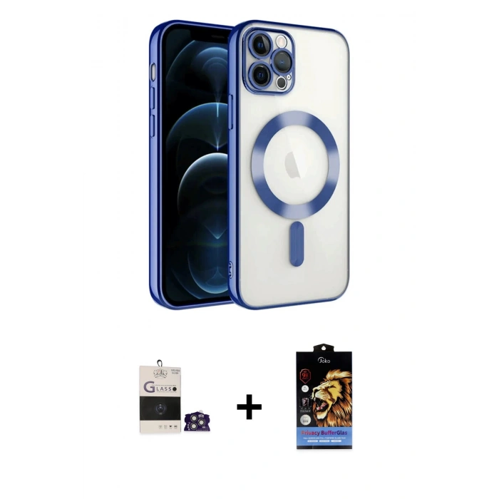MARSİLYAN™- iPhone 14 Pro Max Kılıf Nova Işık Özel Seri - Siyah Buffer Hayalet Cam Ekran Koruyucu + Gümüş Bilvis Titan Kamera Lens
