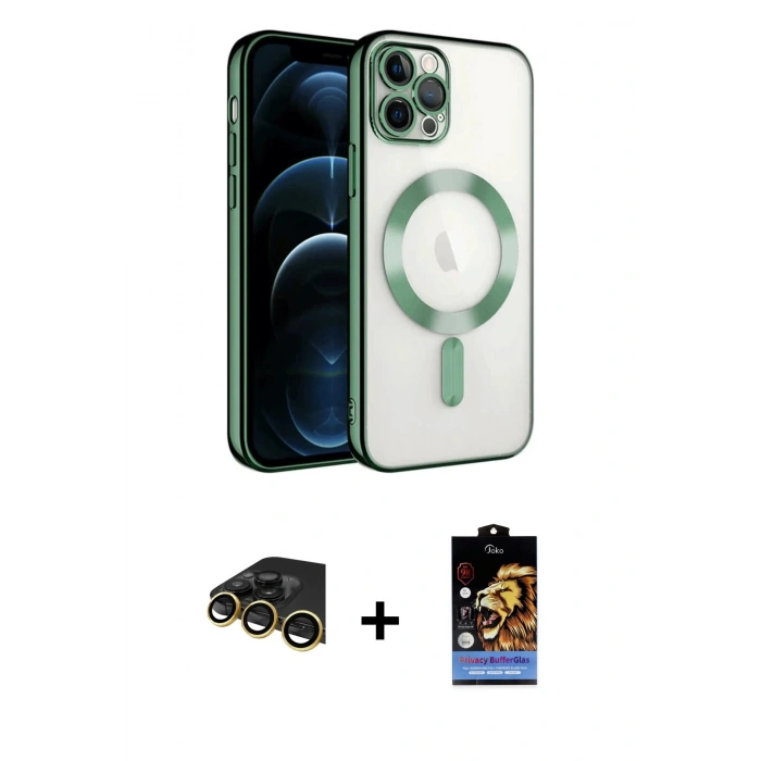 MARSİLYAN™- iPhone 14 Pro Max Kılıf Nova Işık Özel Seri - Siyah Buffer Hayalet Cam Ekran Koruyucu + Raze Metal Kamera Lens - GD