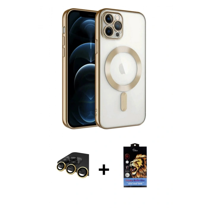 MARSİLYAN™- iPhone 14 Pro Max Kılıf Nova Işık Özel Seri - Siyah Buffer Hayalet Cam Ekran Koruyucu + Raze Metal Kamera Lens - GD