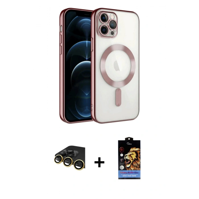 MARSİLYAN™- iPhone 14 Pro Max Kılıf Nova Işık Özel Seri - Siyah Buffer Hayalet Cam Ekran Koruyucu + Raze Metal Kamera Lens - GD