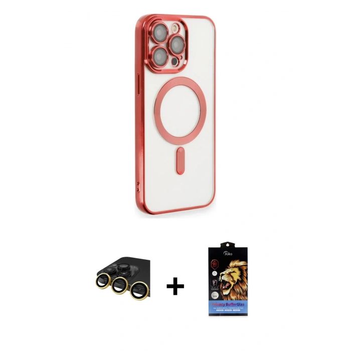 MARSİLYAN™- iPhone 14 Pro Max Kılıf Nova Işık Özel Seri - Siyah Buffer Hayalet Cam Ekran Koruyucu + Raze Metal Kamera Lens - GD